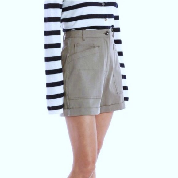 La Ligne NY High Waist Patch Pocket Shorts Mushroom Size 14 NWT - Orig. $250 - Picture 3 of 11